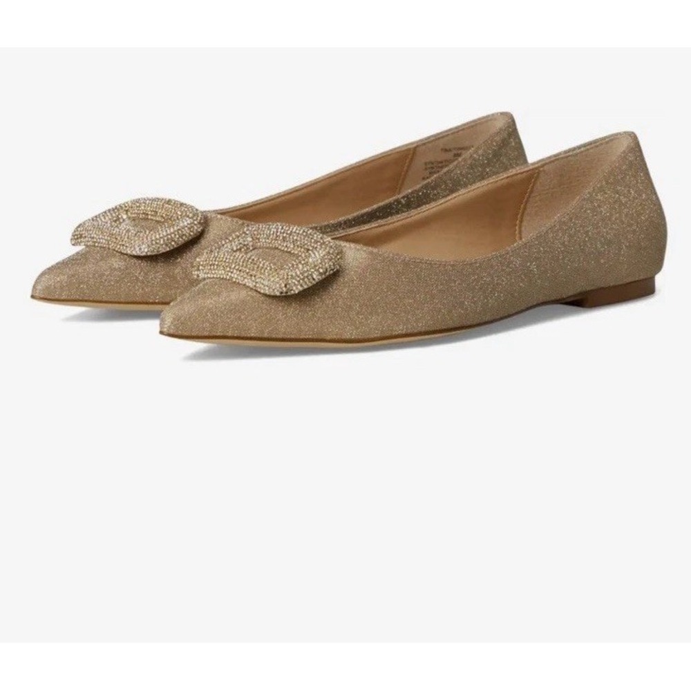 Women's Steve Madden Tink Color Gold Pointy Ballet Flat Size 8M NWB - Picture 4 of 13